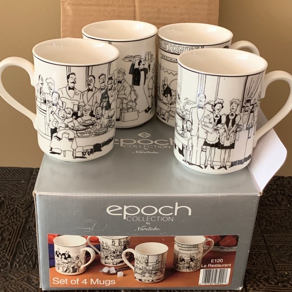 Noritake Other - NIB Set of 4 NORITAKE Epoch collection “Le Restaurant” French Bistro Cup…